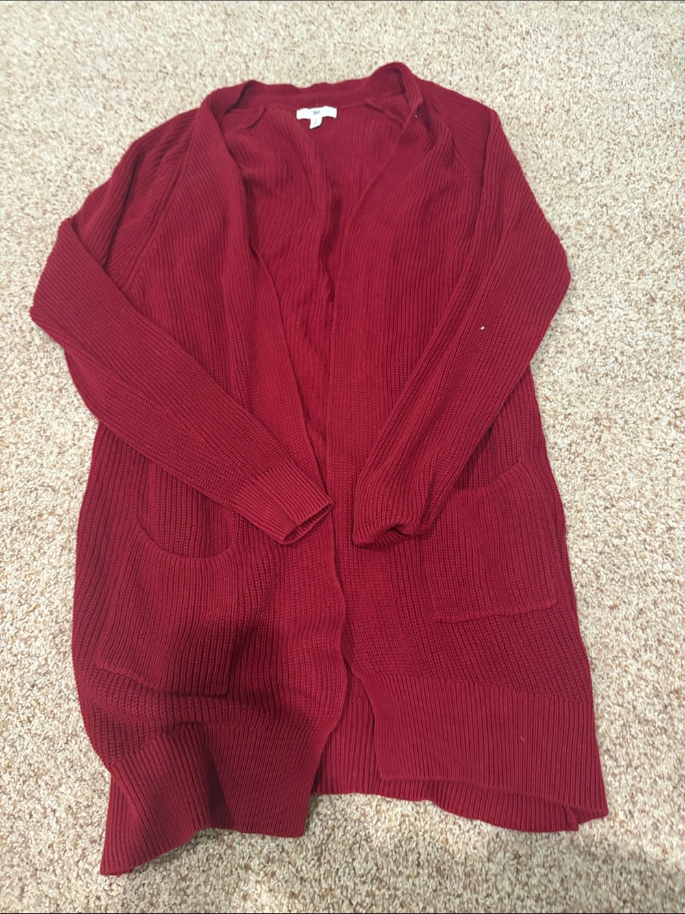 bp Open-Front Long Cardigan - Wine Red